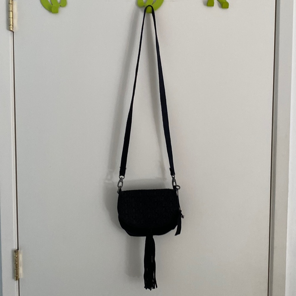 Black leather crossbody bag
